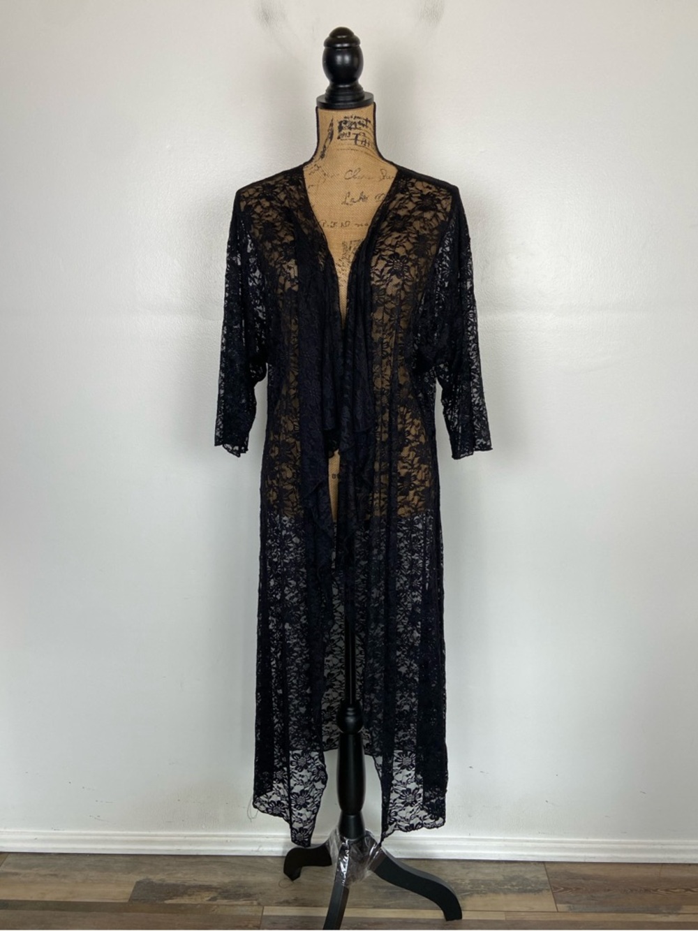 Lularoe Lace‎ Coverup Duster Kimono Top Sz M Black Goth Whimsigoth Witchy Grunge